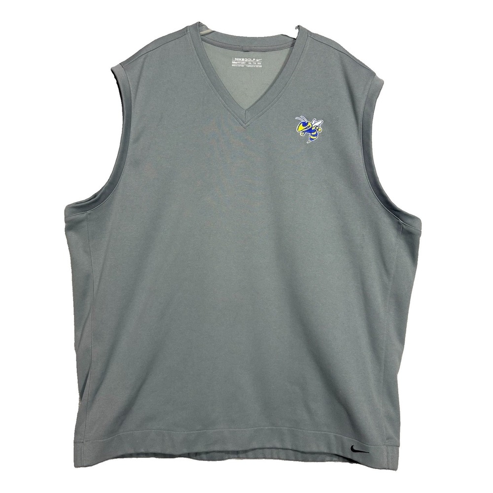 Nike Golf Dri Fit V-NECK Vest MEN Size XXL Yellow Jackets Bee Logo Golf Fall